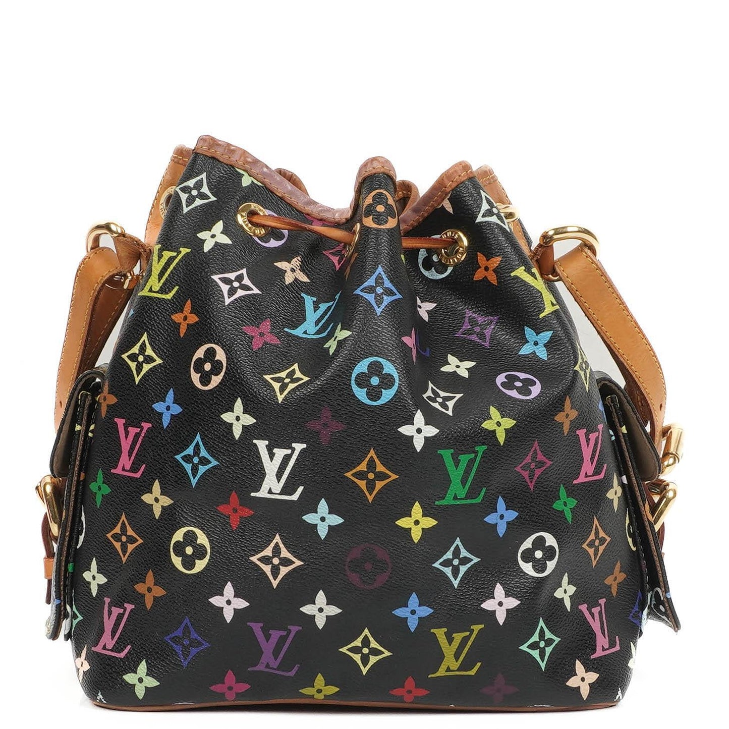 Louis Vuitton x Takashi Murakami Schwarze Multicolore Monogram beschichtete Canvas Petit Noe Schultertasche