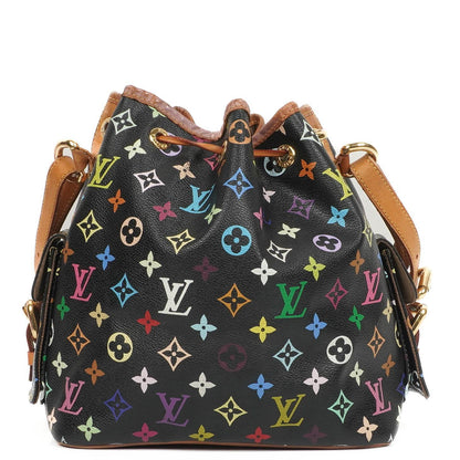 Louis Vuitton x Takashi Murakami Schwarze Multicolore Monogram beschichtete Canvas Petit Noe Schultertasche