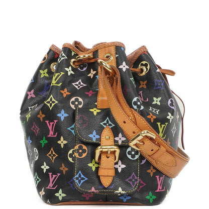 Louis Vuitton x Takashi Murakami Schwarze Multicolore Monogram beschichtete Canvas Petit Noe Schultertasche