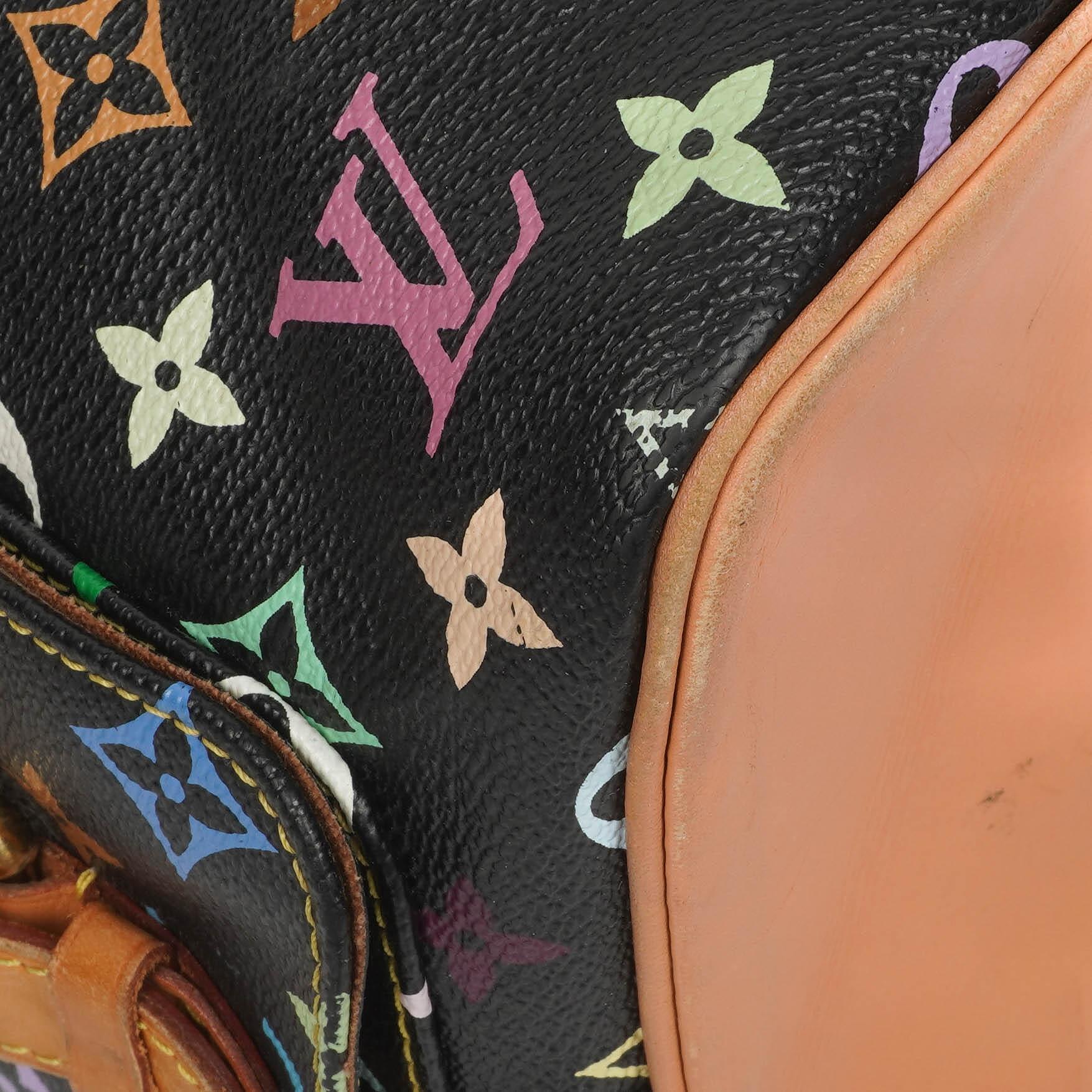 Louis Vuitton x Takashi Murakami Schwarze Multicolore Monogram beschichtete Canvas Petit Noe Schultertasche