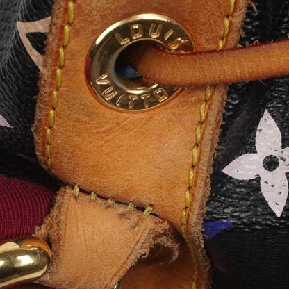 Louis Vuitton x Takashi Murakami Schwarze Multicolore Monogram beschichtete Canvas Petit Noe Schultertasche