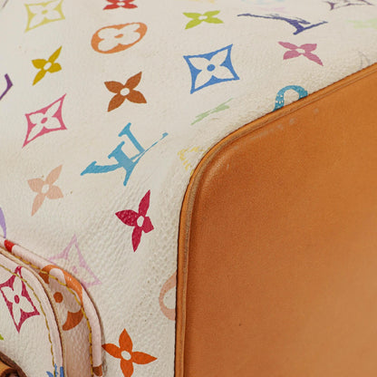 Louis Vuitton x Takashi Murakami Petit Noé Schultertasche aus weißem Multicolore Monogram beschichtetem Canvas