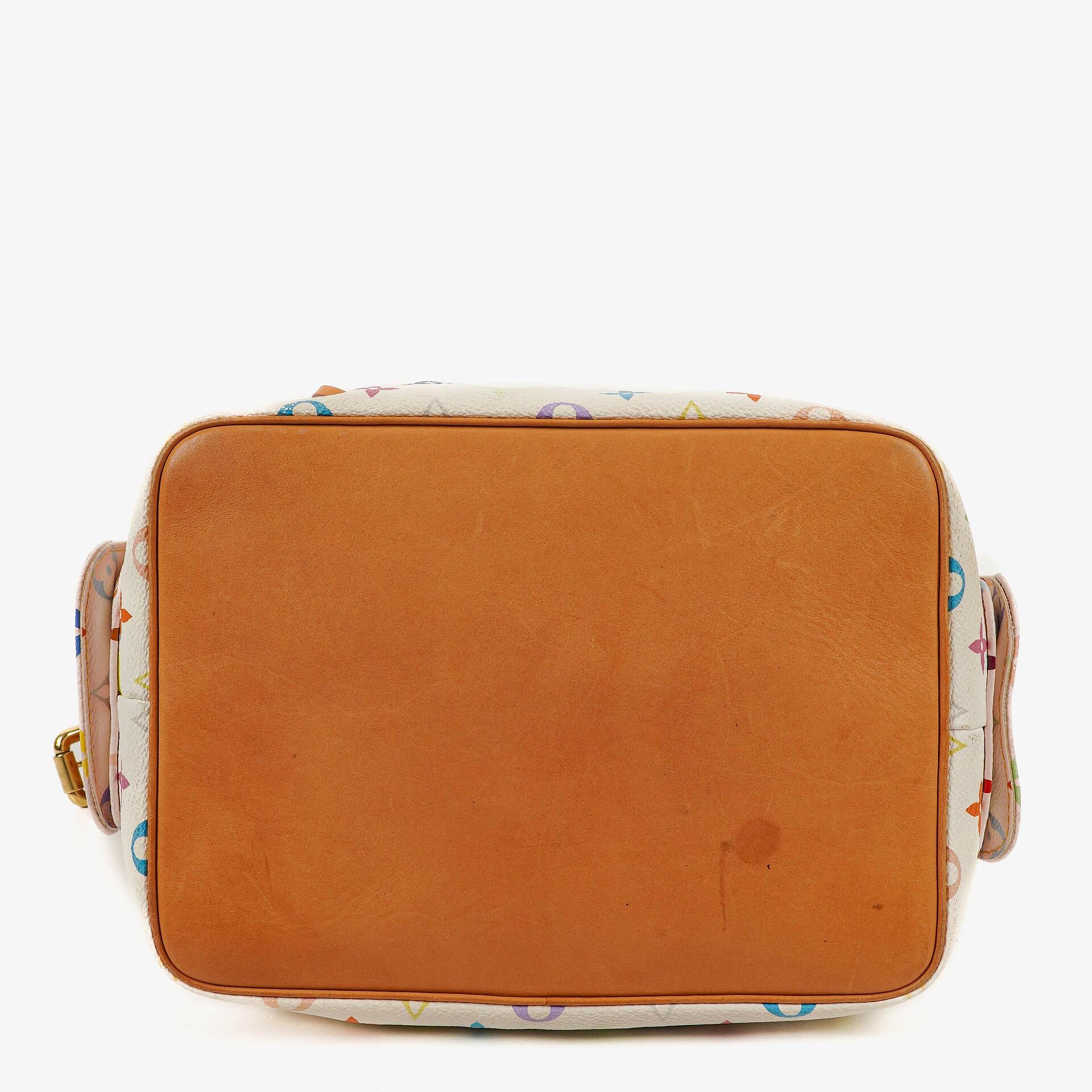 Louis Vuitton x Takashi Murakami Petit Noé Schultertasche aus weißem Multicolore Monogram beschichtetem Canvas