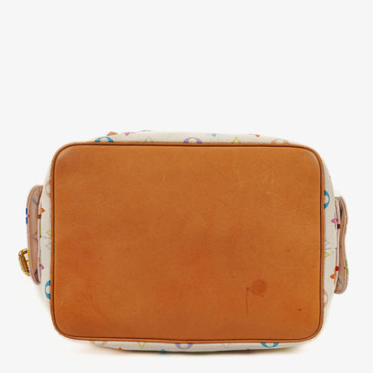 Louis Vuitton x Takashi Murakami Petit Noé Schultertasche aus weißem Multicolore Monogram beschichtetem Canvas