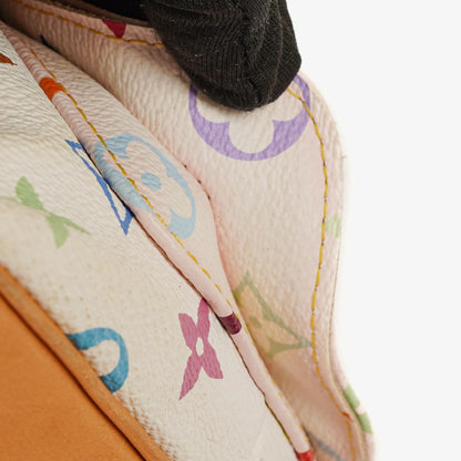 Louis Vuitton x Takashi Murakami Petit Noé Schultertasche aus weißem Multicolore Monogram beschichtetem Canvas