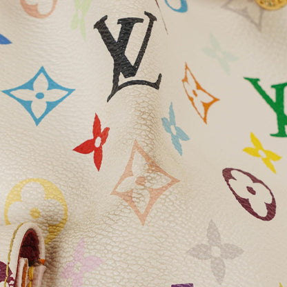 Louis Vuitton x Takashi Murakami Petit Noé Schultertasche aus weißem Multicolore Monogram beschichtetem Canvas