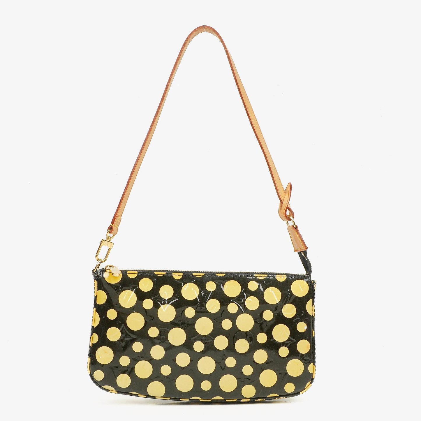 Louis Vuitton Yayoi Kusama Infinity Dots Pochette Accessoires aus schwarz-gelbem Vernis