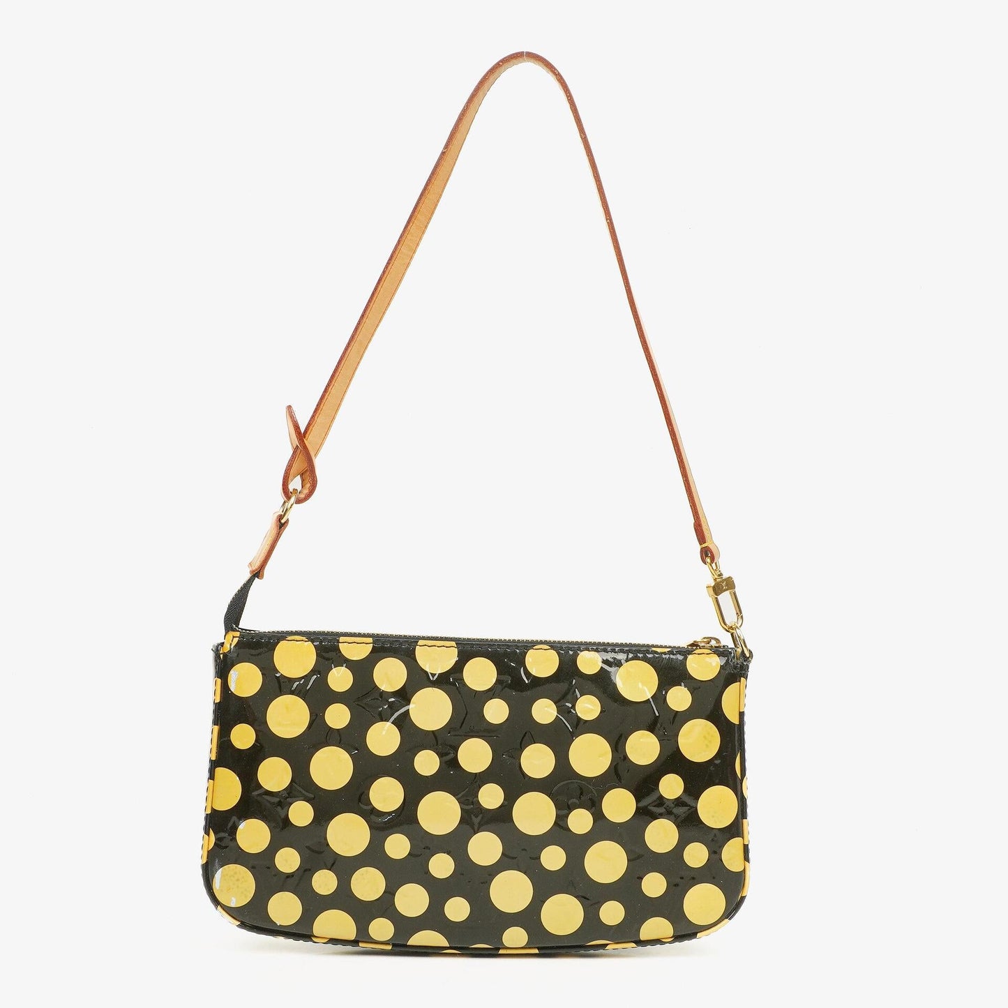 Louis Vuitton Yayoi Kusama Infinity Dots Pochette Accessoires aus schwarz-gelbem Vernis