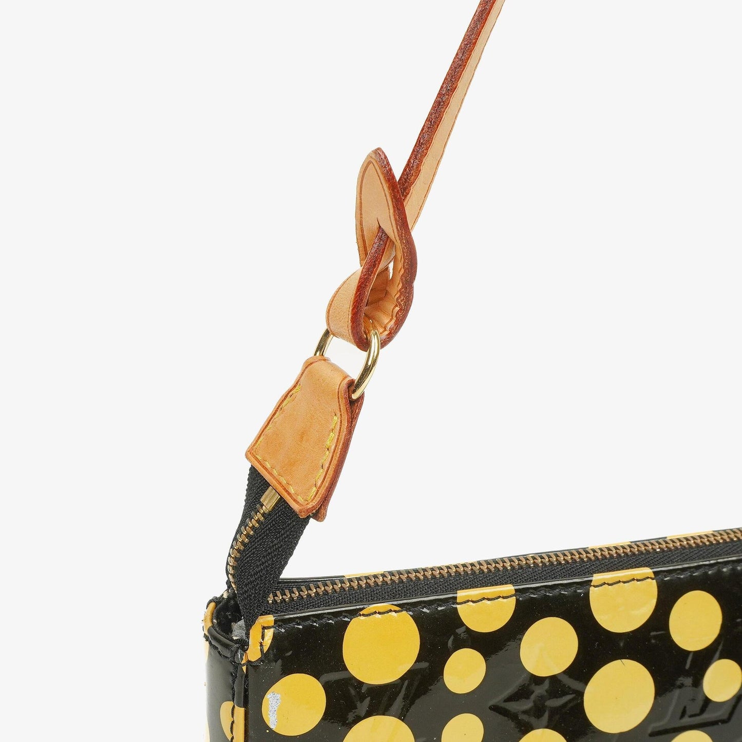 Louis Vuitton Yayoi Kusama Infinity Dots Pochette Accessoires aus schwarz-gelbem Vernis