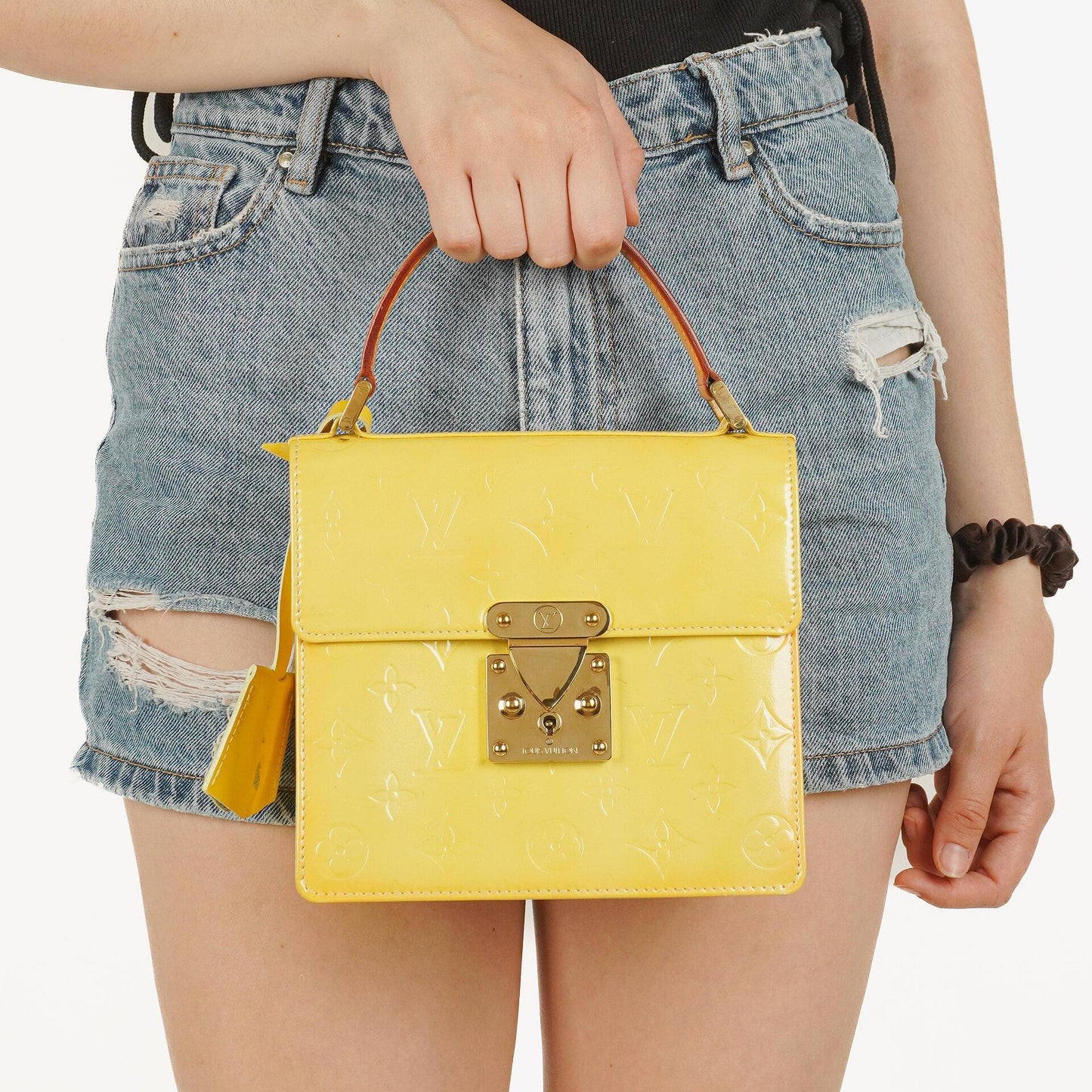Louis Vuitton Spring Street Top Handle Bag aus gelbem Monogram Vernis