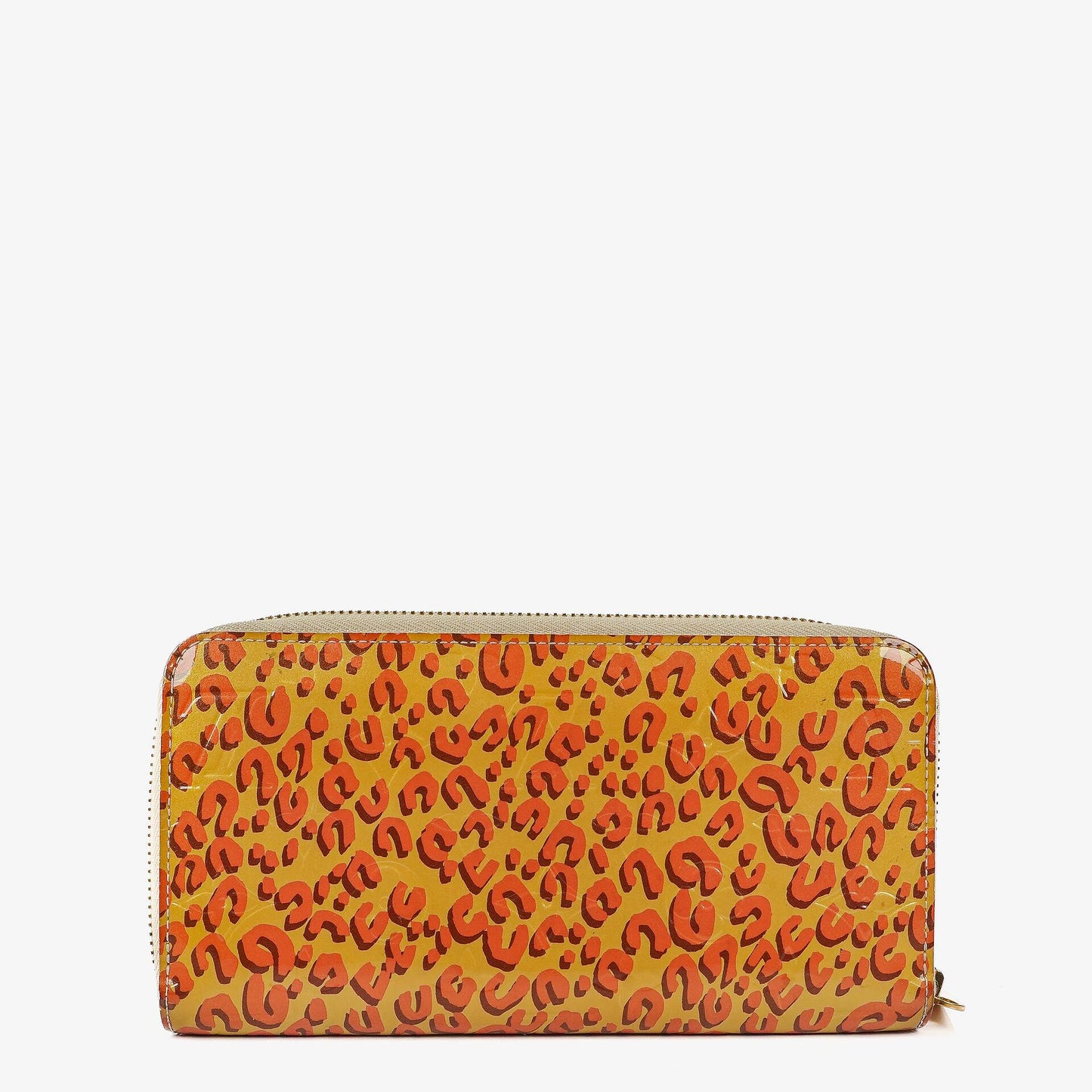 Louis Vuitton Zippy Geldbörse aus Vernis in Blanc Corail mit Leopard Print