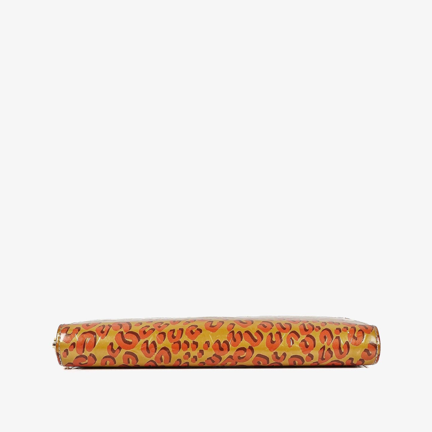 Louis Vuitton Zippy Geldbörse aus Vernis in Blanc Corail mit Leopard Print