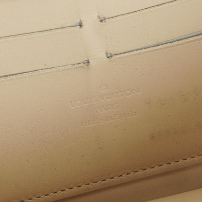 Louis Vuitton Zippy Geldbörse aus Vernis in Blanc Corail mit Leopard Print