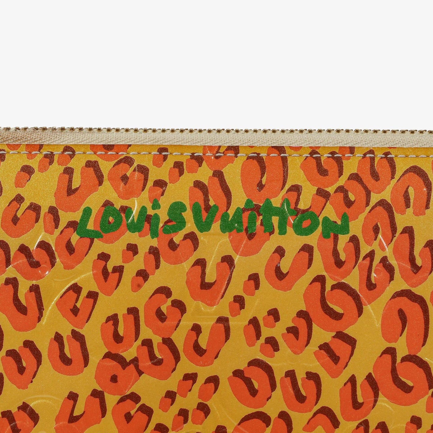 Louis Vuitton Zippy Geldbörse aus Vernis in Blanc Corail mit Leopard Print