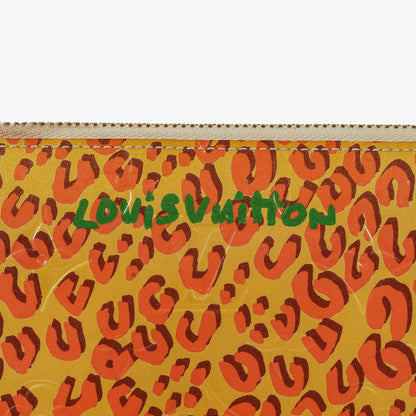 Louis Vuitton Zippy Geldbörse aus Vernis in Blanc Corail mit Leopard Print