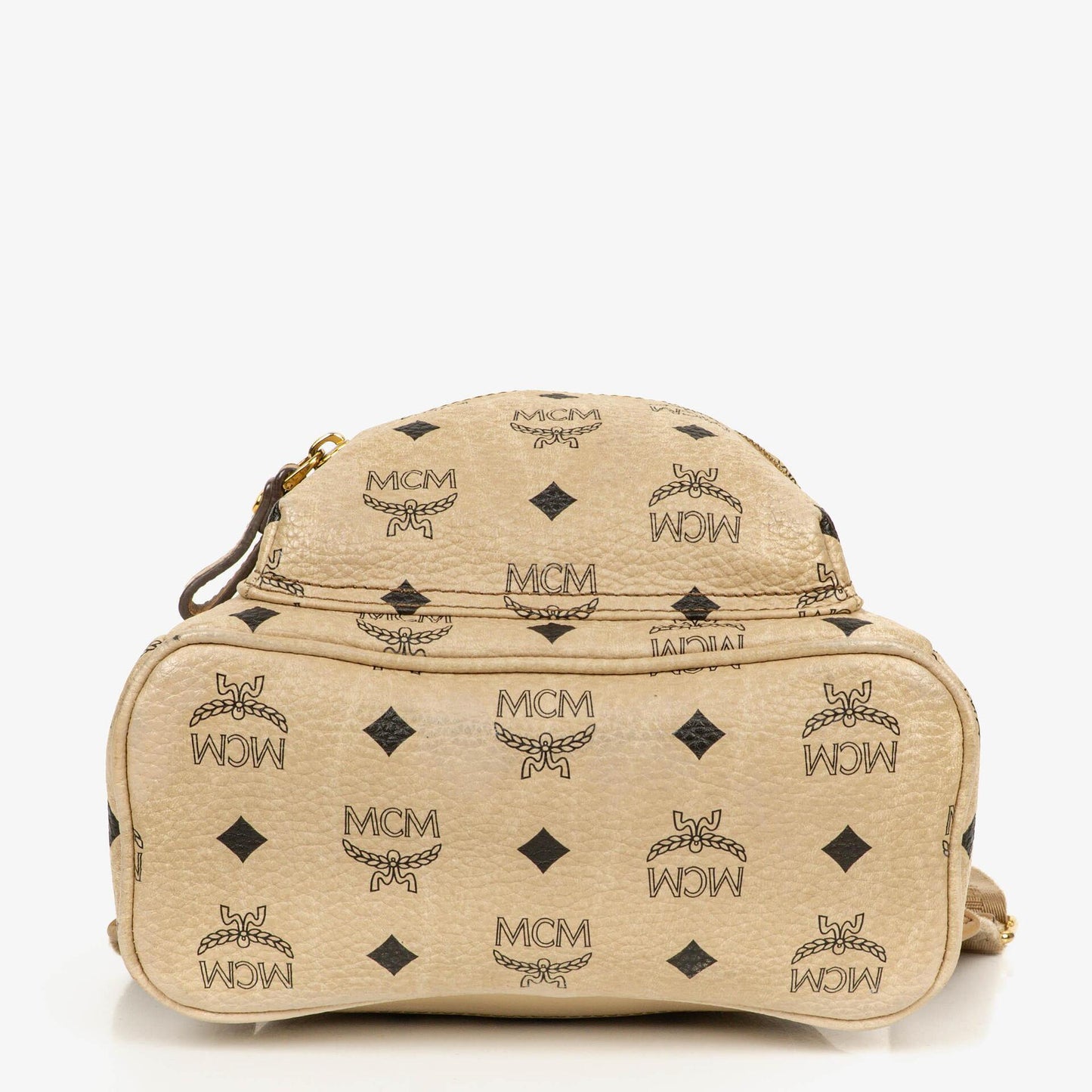 MCM Visetos Rucksack aus neutralem beschichtetem Canvas mit Nieten