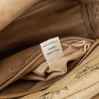 MCM Visetos Rucksack aus neutralem beschichtetem Canvas mit Nieten