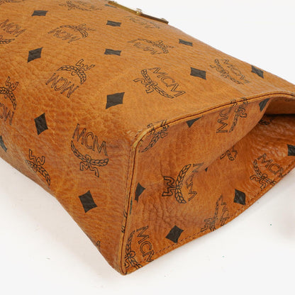MCM Visetos Täschchen aus cognacfarbenem beschichtetem Canvas