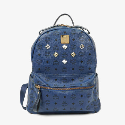 MCM Visetos Stark M Medium Rucksack in Blau mit Nieten