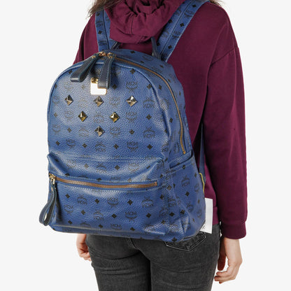 MCM Visetos Stark M Medium Rucksack in Blau mit Nieten