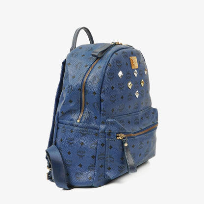 MCM Visetos Stark M Medium Rucksack in Blau mit Nieten
