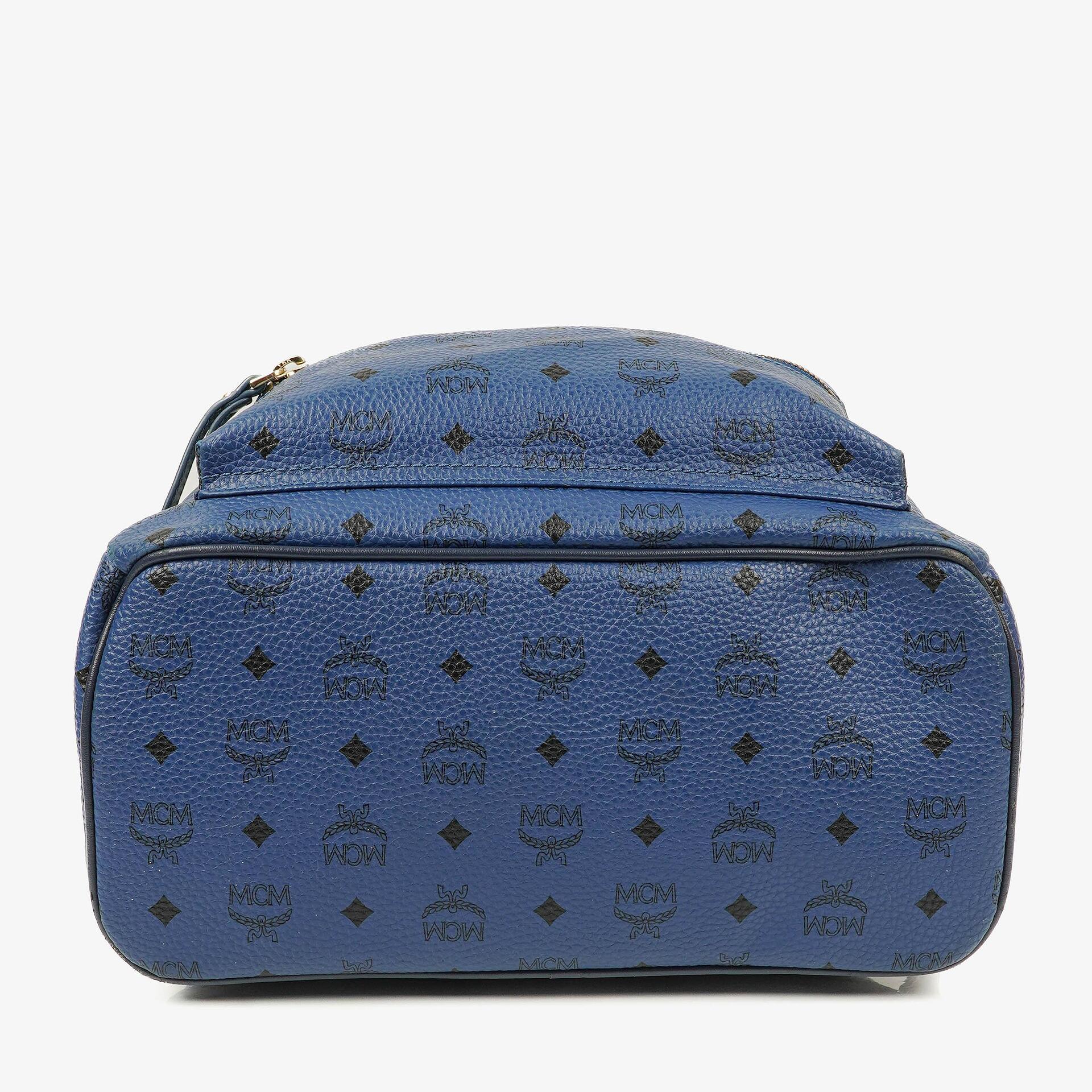 MCM Visetos Stark M Medium Rucksack in Blau mit Nieten
