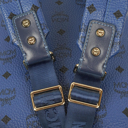 MCM Visetos Stark M Medium Rucksack in Blau mit Nieten