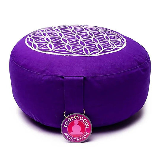 Meditationskissen Blume des Lebens lila/silber - 33x17 cm - Laminimas e.K