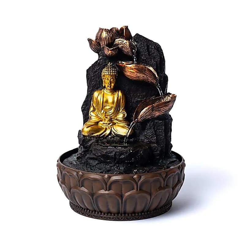 Meditierender Buddha mit Lotus Springbrunnen - 19.5x19.5x27cm - Laminimas e.K