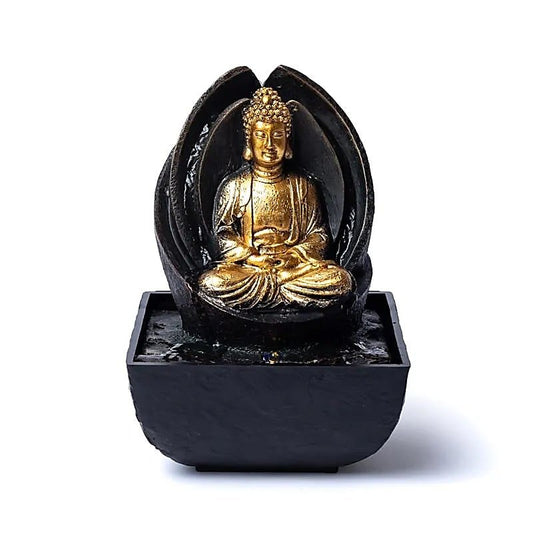 Meditierender Buddha Springbrunnen - 13.3x13.3x17.5cm - Laminimas e.K