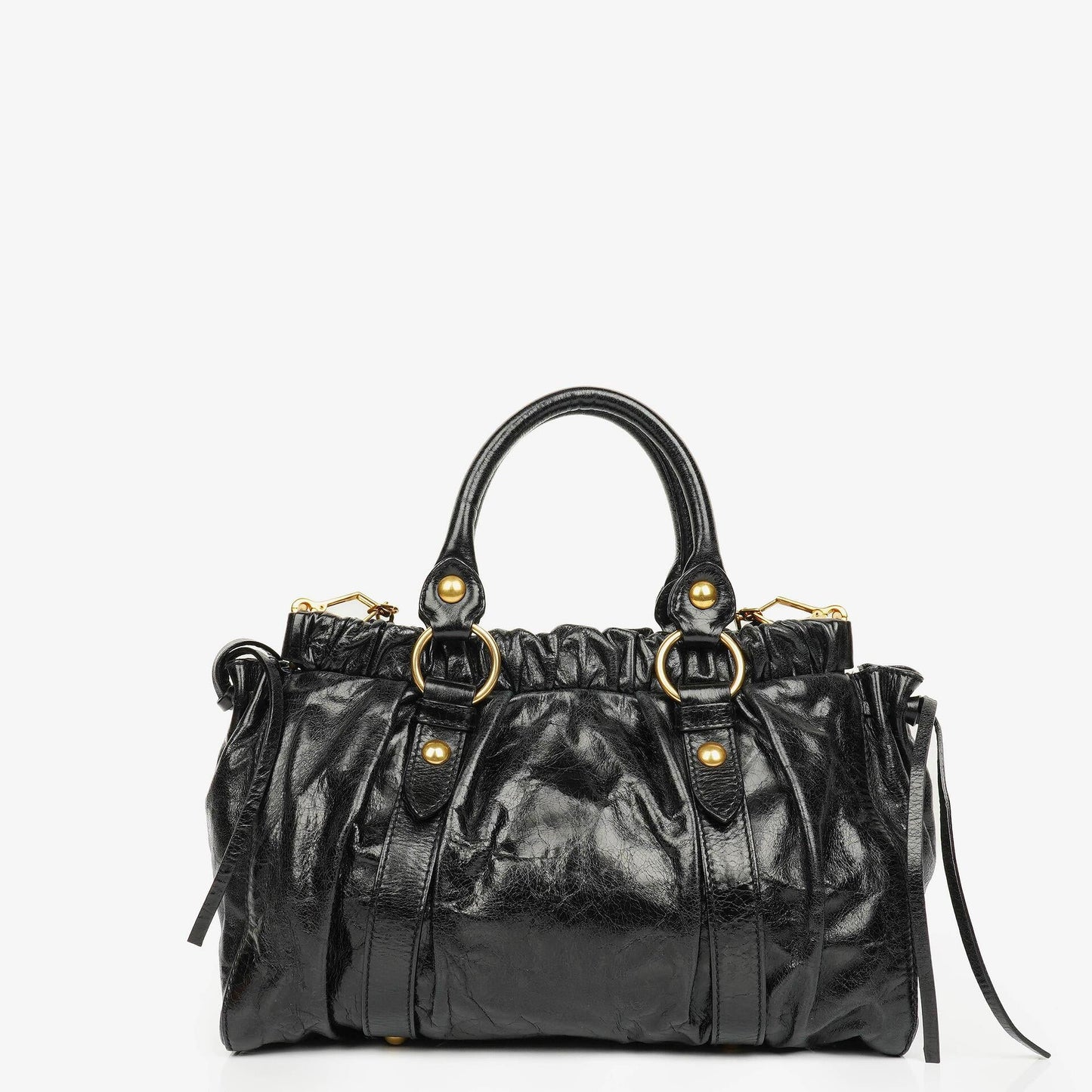 Miu Miu Satchel Tasche aus schwarzem Vitello Leder
