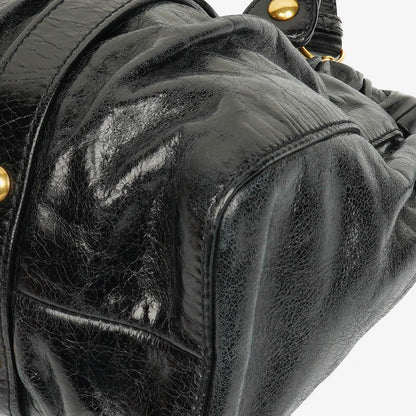 Miu Miu Satchel Tasche aus schwarzem Vitello Leder
