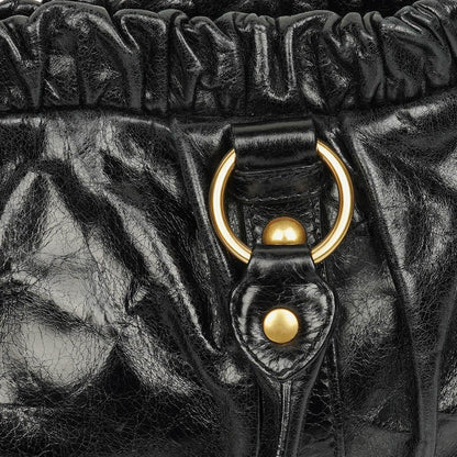 Miu Miu Satchel Tasche aus schwarzem Vitello Leder