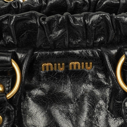 Miu Miu Satchel Tasche aus schwarzem Vitello Leder