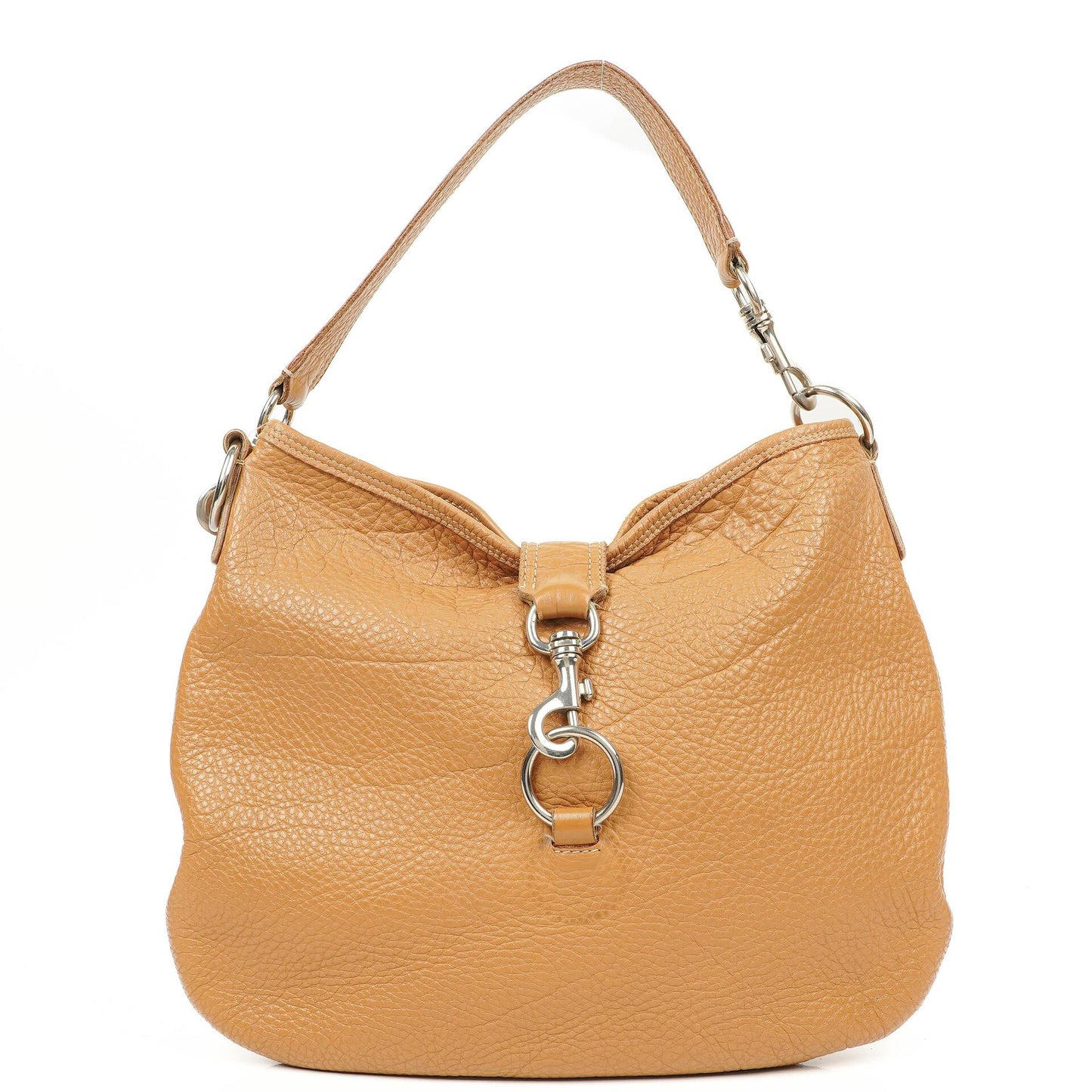 Miu Miu Hobo Schultertasche aus braunem genarbtem Leder