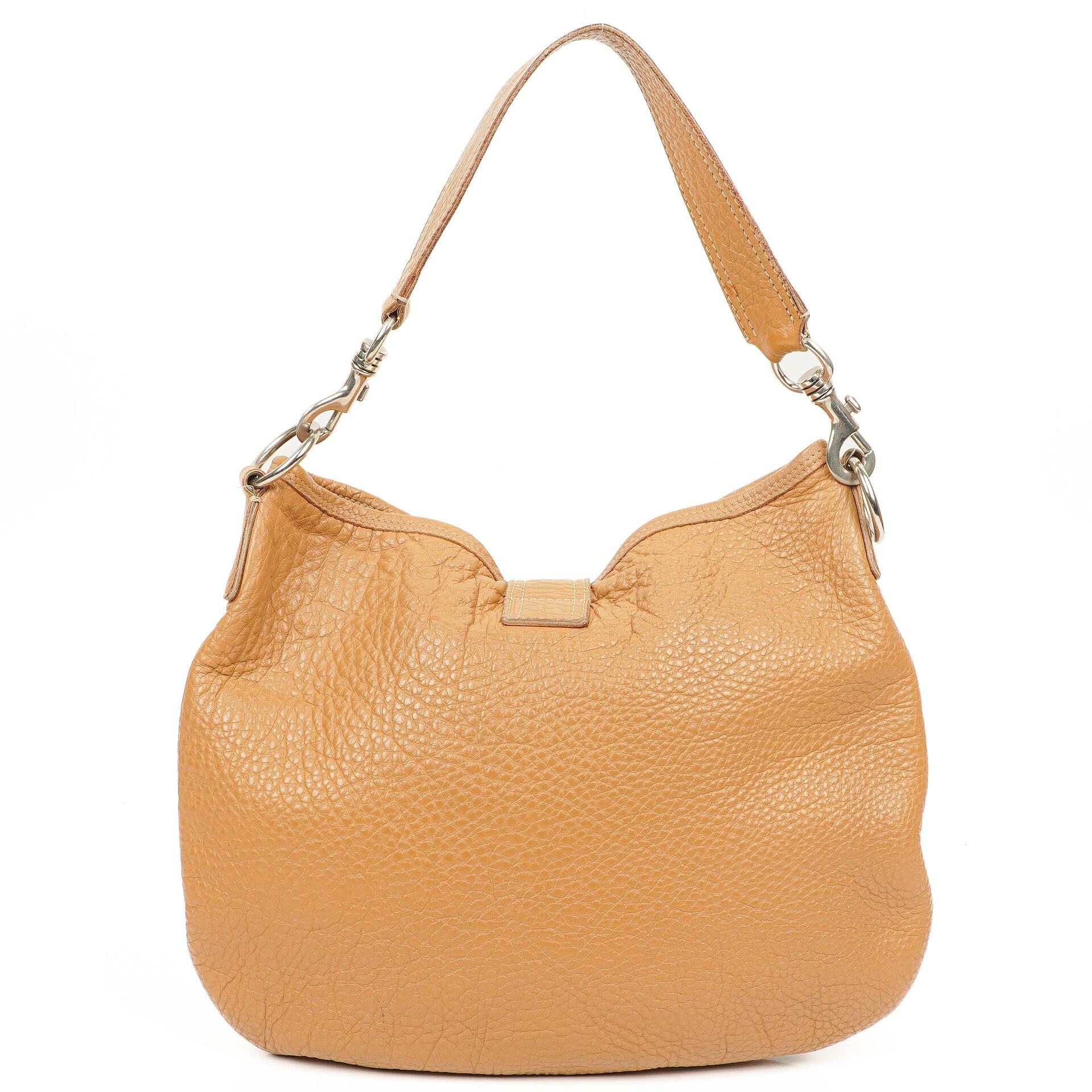 Miu Miu Hobo Schultertasche aus braunem genarbtem Leder