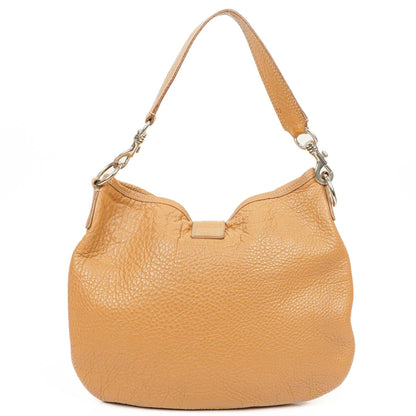 Miu Miu Hobo Schultertasche aus braunem genarbtem Leder