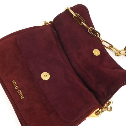 Miu Miu Camoscio Granato Schultertasche mit Kette