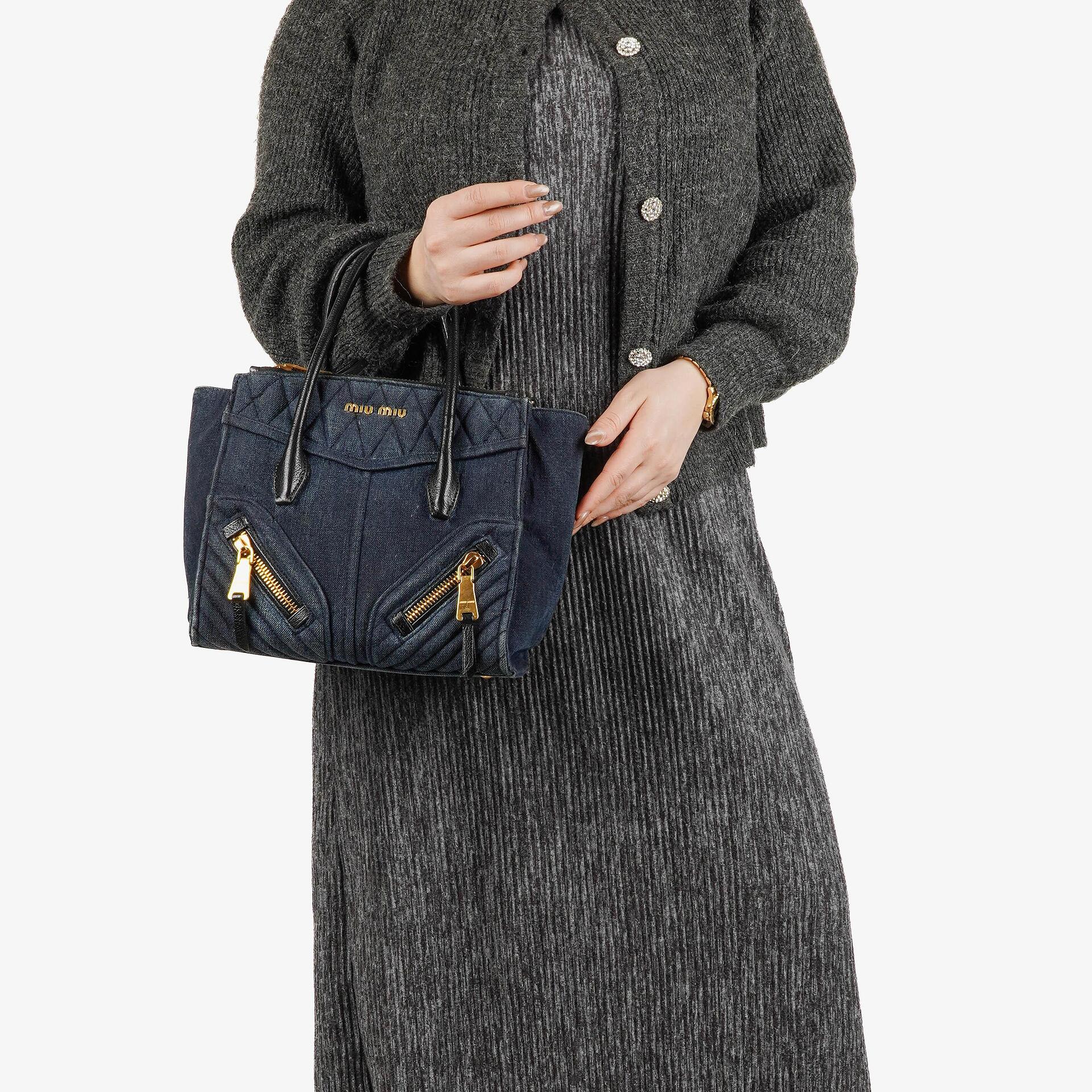Miu Miu Denim Biker Avio Handtasche