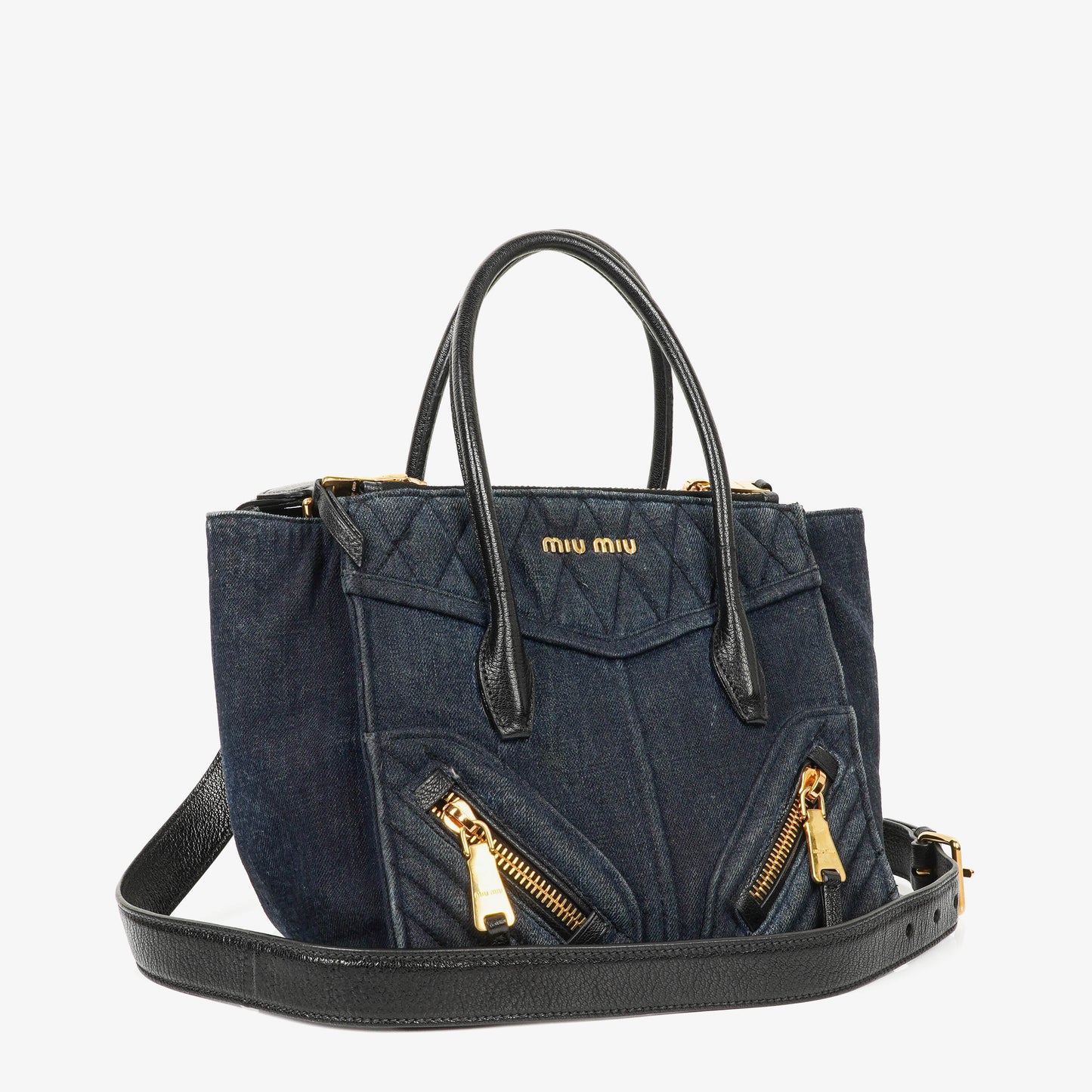 Miu Miu Denim Biker Avio Handtasche