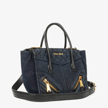 Miu Miu Denim Biker Avio Handtasche