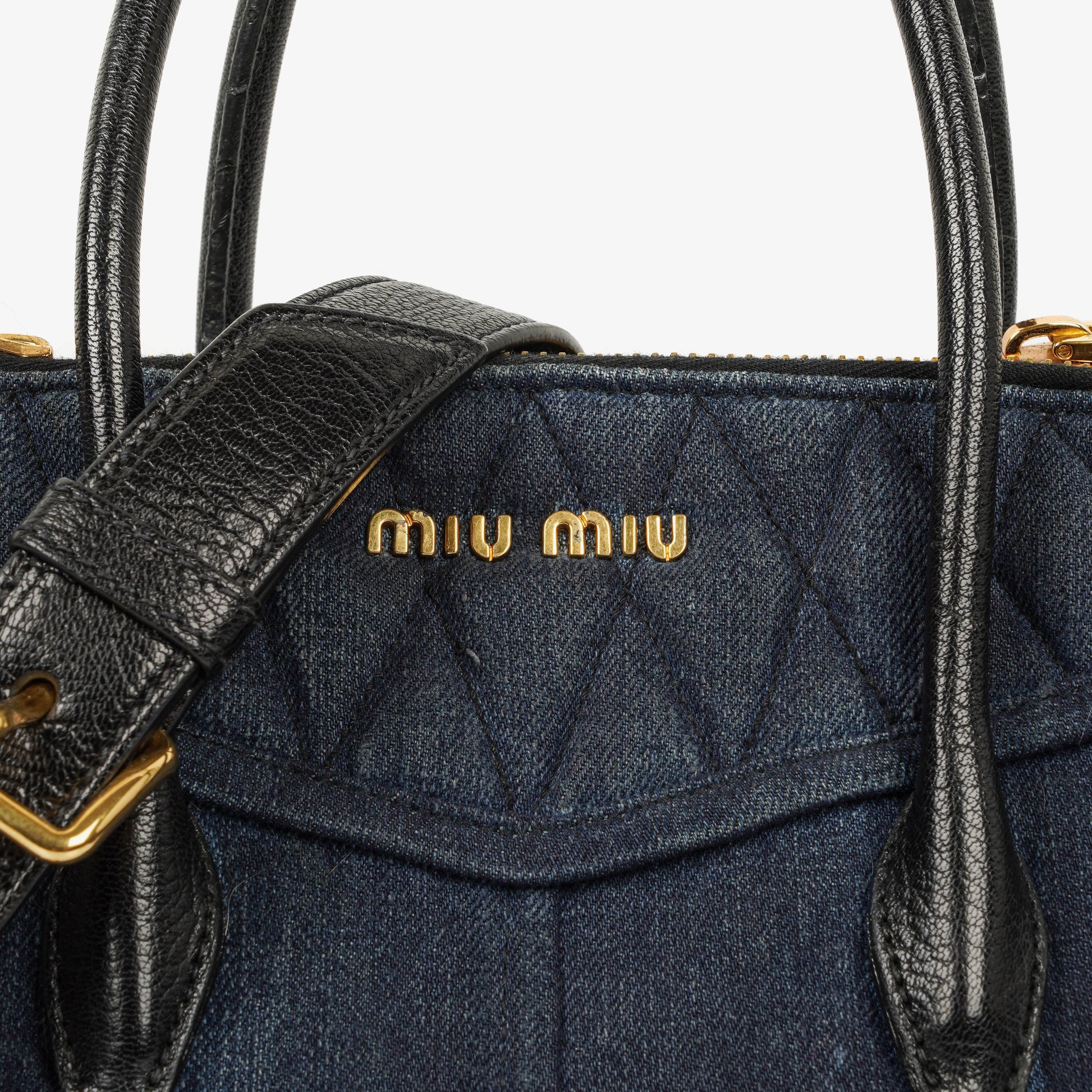 Miu Miu Denim Biker Avio Handtasche