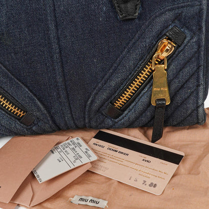 Miu Miu Denim Biker Avio Handtasche