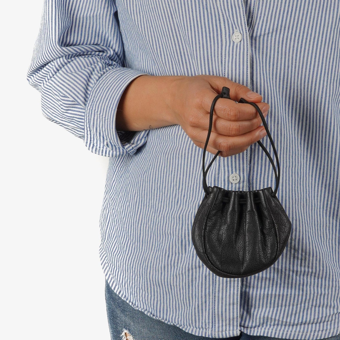 Miu Miu Kordelzug Schwarzes Nero Leder Portemonnaie Portafoglio