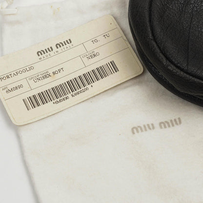 Miu Miu Kordelzug Schwarzes Nero Leder Portemonnaie Portafoglio