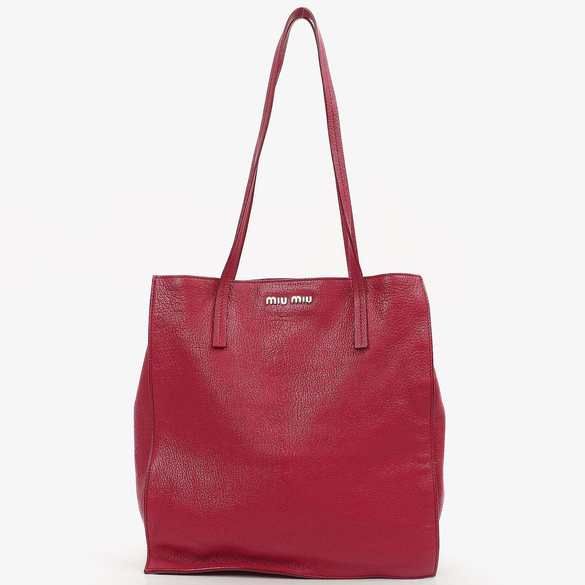 Miu Miu Peonia Tote Tasche aus Madras-Ziegenleder