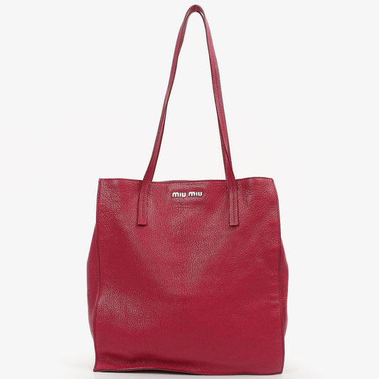Miu Miu Peonia Tote Tasche aus Madras-Ziegenleder
