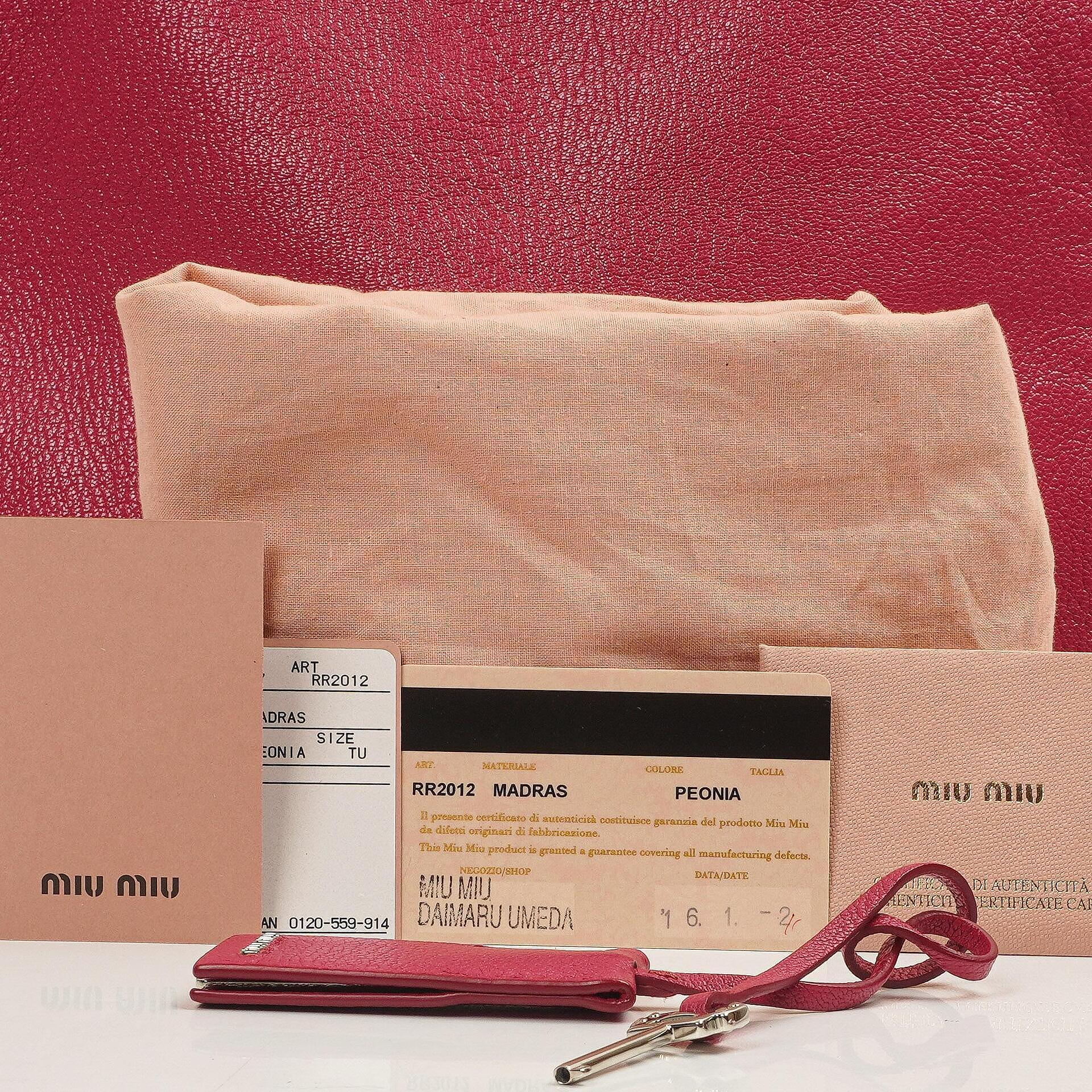 Miu Miu Peonia Tote Tasche aus Madras-Ziegenleder