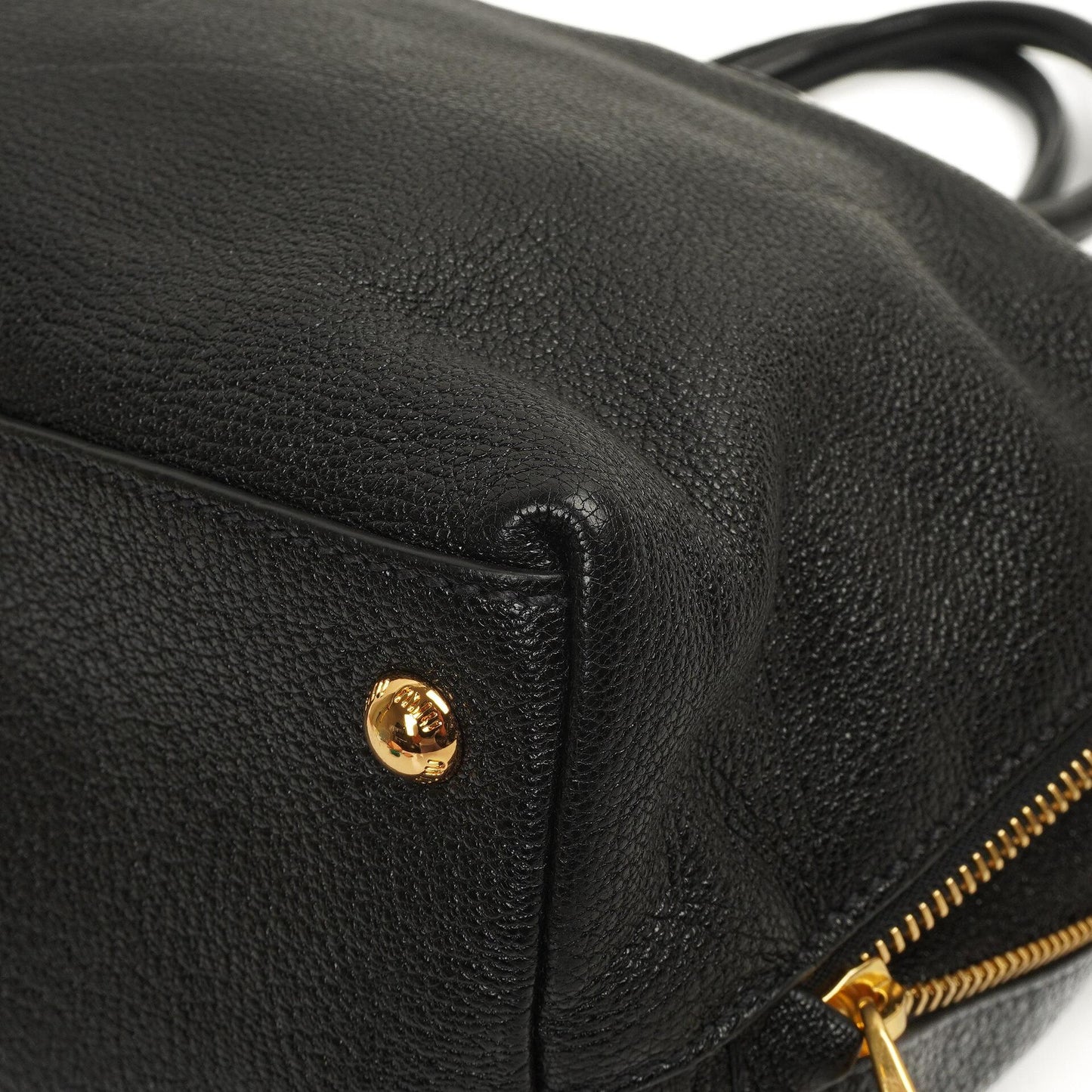 Miu Miu Madras Ziegenleder Reißverschluss Schwarz Nero Umhängetasche