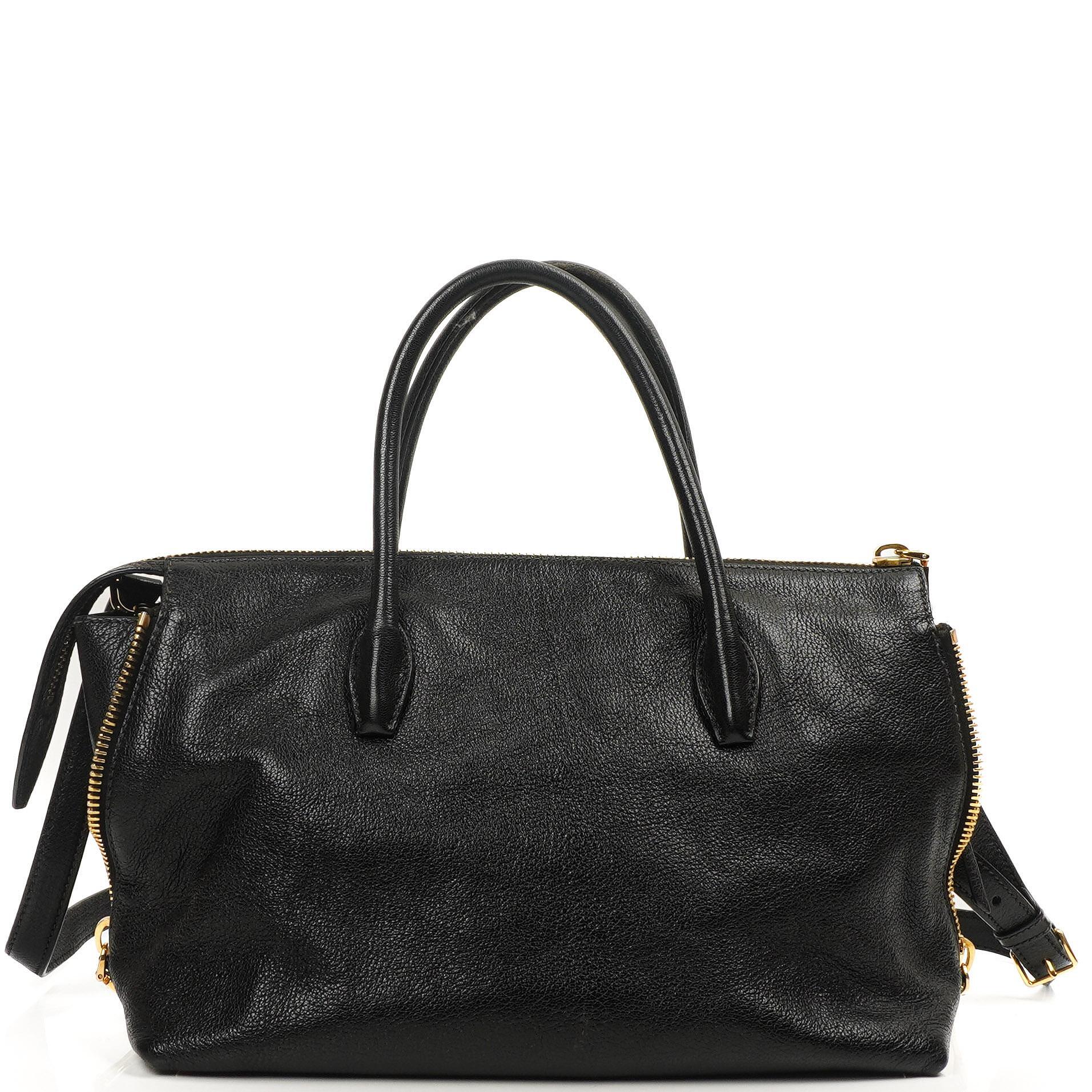 Miu Miu Madras Ziegenleder Convertible Tote Bag Nero Schwarz mit Reißverschluss